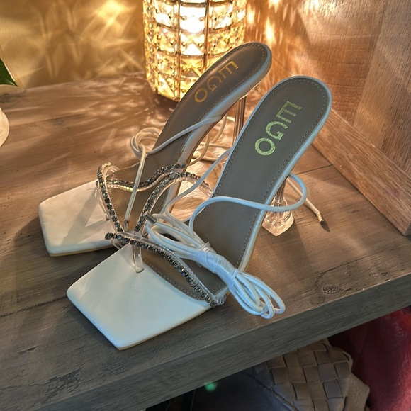 White bling ego tie up heels - Picture 5 of 11